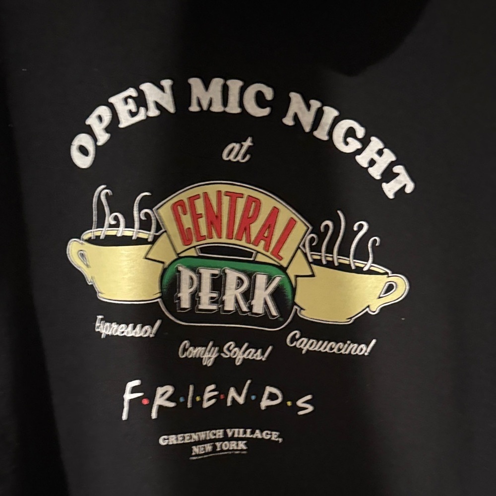 FRIENDS Black Hoodie with Iconic Central Perk Logos - Picture 4 of 6